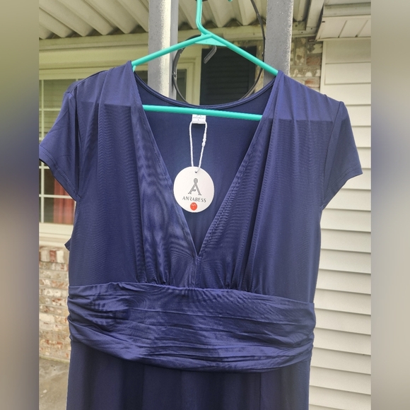 ANRABESS Womens Maxi Dress BLUE Summer Beach Dress Short Sleeve Dressy LARGE - Picture 11 of 11